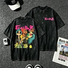 Gorillaz Band Vintage Washed Black 90s Cartoon Oversized Streetwear Graphic Tee picture