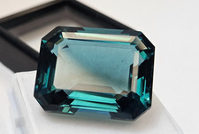 Natural Bluish-Green Tourmaline Emerald Cut 31+ Ct Loose Certified Gemstone picture