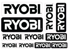 Ryobi stickers Medium size set Ryobi decals graphics Laminated BLACK WHITE picture