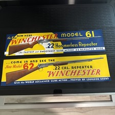 (2) Vintage Winchester Dealer Posters 1 Model 61 and (1) 62 Rifles New Old Stock picture