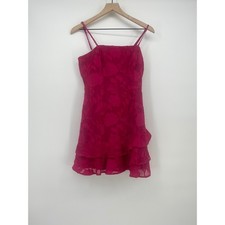 Lulus Mini Dress S Magenta Pink Floral Burnout Ruffle Tiered New picture