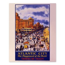 1932 Atlantic City New Jersey Railroad Travel Poster Beach Resort Tourism picture