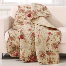 Global Trends Antique Rose Traditional Floral and Stripe 100% Cotton Throw Quilt picture