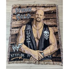 Vintage WWF Stone Cold Steve Austin Woven Tapestry Throw Blanket Attitude Era picture