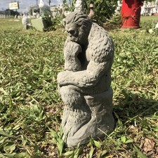 8 Inches Tall Solid Concrete Thinker Bigfoot Statue Outdoor Garden Decor picture