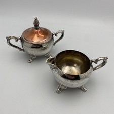 Vintage International Silver Co. Silver-plated Creamer & Sugar Bowl w/ Lid  picture