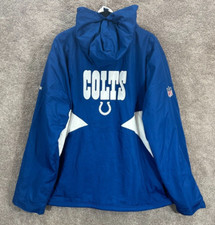 Indianapolis Colts NFL Jacket Mens Large Blue Reebok Full Zip Hood Sideline NWT picture