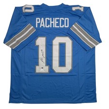 Autographed/Signed Isiah Pacheco Detroit Blue Football Jersey JSA COA picture