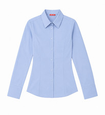 Rosa York Women's Blue Fit Cotton Long Sleeve Collared Button-Up Shirt picture