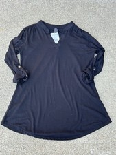Lildy Black Small - Medium Roll Up Roll Tab Tunic Blouse 3/4 Sleeve NEW picture