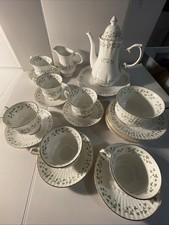 Vtg Royal Tara Shamrock Tea Set 22 Pc Fine Bone China Galaway Ireland Mint  picture