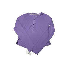 NWT Pilcro Anthropologie Lavender Purple Ribbed Henley Long Sleeve Top Womens M picture