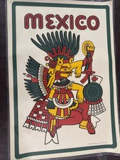 Vintage 1980 Mexico Aztec Warrior Poster – Paradise Products – 32” x 22” picture