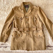 Vtg 70s Europe Craft Coat Mens 40 Belted Jacket Suede Rancher Mod picture
