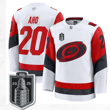 Men's Hurricanes #20 Sebastian Aho 2026 Stanley Cup Jersey All Sticthed White picture
