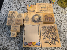 Vintage STAMPIN’ UP  Wood & Rubber Stamps Lot + OTHERS 1980'S 1990'S picture