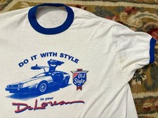 VTG 70s Delorean Promo Authentic Old Style Beer Ringer T-Shirt L / Med Car picture