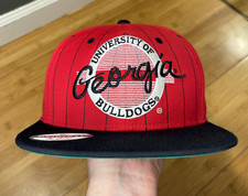 The Game Georgia Bulldogs Circle Pinstripe Retro UGA VTG-Script Snapback Hat Cap picture