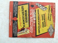 WB442 Matchbook Cover Wide Winnebago Auto Replacement Co Milwaukee Madison WI picture