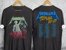 Metallica And Justice For All Tour 1988 Vintage Reprint Graphic T-Shirt S-4XL picture