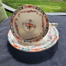 Antique Aynsley Pink Rose Floral Swag Cup & Saucer Set 1920s Hand Painted Teacup picture