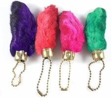 Dangerous Threads Rabbit Rabbits Foot Keychain Mixed Colors, Gold Hardware 4 pcs picture