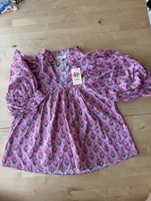 Entro NWT Women’s S Cotton Pink Top Boutique Chic Cottage Core Boho Hippie picture