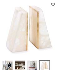 White Alabaster Slanted Bookends - Set of 2 | Decorative Object|35192 picture