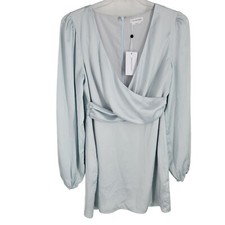 NEW Lovers And Friends Medium Desi Mini Dress light faded blue Satin Fabric picture