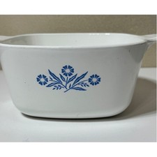 Corning Ware Blue Cornflower 1.75 Qt Casserole Dish P-1 3/4-B Vintage White Blue picture