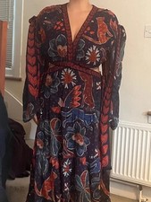 Farm Rio Dark Blue Tropical Shine Cut Out Maxi Dress L picture