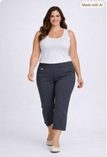 Alfani Womens Light Grey Pull-On Capri Pants Stretch Comfort Work Casual 18W NWT picture