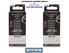 LOT OF 4 WoodWick~WHITE TEAK~Journey Car Vent Clip Refill~YANKEE CANDLE Sidekick picture