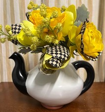 Mackenzie Childs Large Black & White Ceramic Teapot - Seconds Unfinished picture