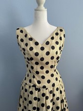 Vintage 1960s 70s Stuart’s Inc Boston Silk Polka Dot Dress Socialite Estate XS picture