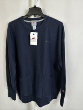Vtg Champion Mens Pullover Sweatshirt Athletic Fleece Navy NWT Sz- L #5903 picture
