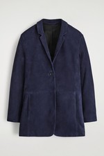 COS Women's Steel Blue Suede Single Breasted Blazer. BNWT. Size 32/4 UK RRP £349 picture