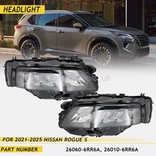 For 2021-25 Nissan Rogue S Black LED Headlight Left & Right Side Set of 2 picture