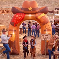 Leyndo 8ft Western Cowboy Inflatable Arch with 5 LED Lights Rodeo vivid color picture