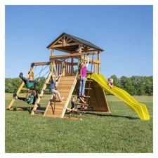 Backyard Discovery Endeavor Cedar Wood Swing Set with Slide Outdoor Playset NEW picture