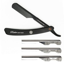 Parker PTABK Adjustable Stainless-Steel Barber Razor | 3 Blade Black  picture
