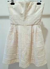 PRETTY LACE BCBG Max Azria Strapless A-Line Mini Tea Dress Cream/Ivory Size 02 picture