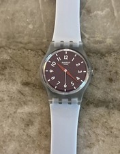 Swatch Women’s Casual Blue Watch Plastic Quartz View Powder Plum picture