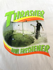 RARE VINTAGE THRASHER MAGAZINE SHIRT XL BOWL FRESHENER WHITE Y2K ERA SKATEBOARD picture