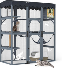 72Inches Large Wood Catio Outdoor Cat Enclosure with Waterproof Roof, Multi-Leve picture