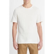 Vince Pima Cotton Piqué Crew Neck T-Shirt Men's Large Alabaster Short Sleeve picture