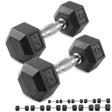 Pair of Rubber Coated Hex Dumbbell Hand Weight Set, 3 lb to 50 Pound picture
