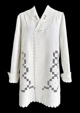 1910-1920s Edwardian Linen Walking Jacket M, Hand Embroidered, Superb Condition  picture