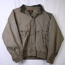 Vintage Greatland Apparel Mens Canvas Leather Trim Bomber Flight Jacket Brown L picture