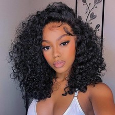 Short Bob Wigs 13x4 Curly 100% Virgin Human Hair Pre Plucked Lace Frontal Wig picture